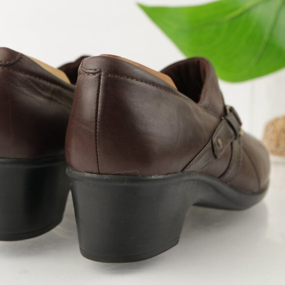 Clarks Womens Genette Arc Loafer Size 11 M Brown Leather Block Heel Bootie Shoe - Picture 3 of 12